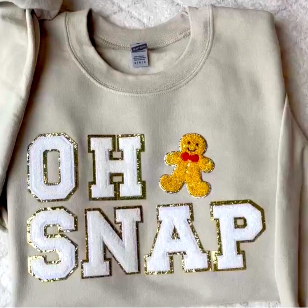 Chenille letter gingerbread crewneck